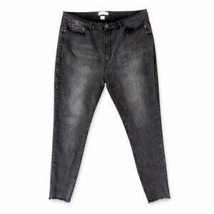 Judy Blue 2X Distressed High Rise Skinny Jeans Frayed Ankle Dark Wash Stretch